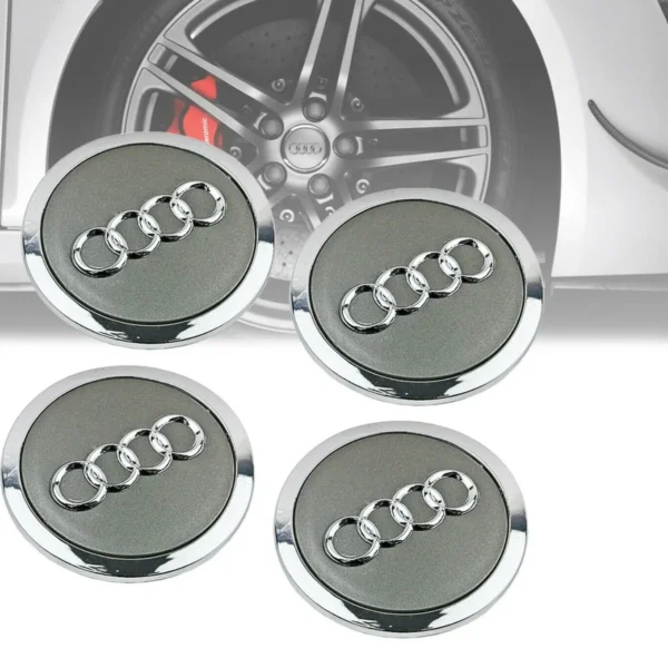 Audi Gråa centrumkåpor 61, 69mm 4-Pack