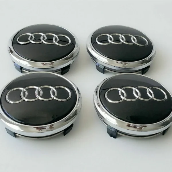 Audi Svarta Centrumkåpor 77mm Navkåpor 4-Pack