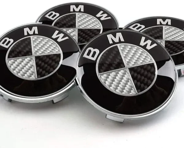 BMW Centrumkåpor Kolfiber DESIGN svart vit 68mm