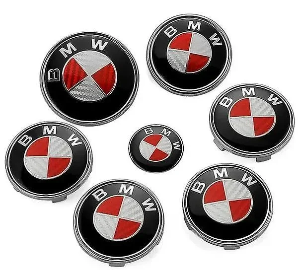 BMW Emblem Röd Vit Kolfiber 7-Pack