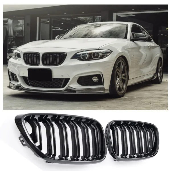 BMW Grill F22 F23 F87 Njurar (Dubbel ribb) Blanksvarta