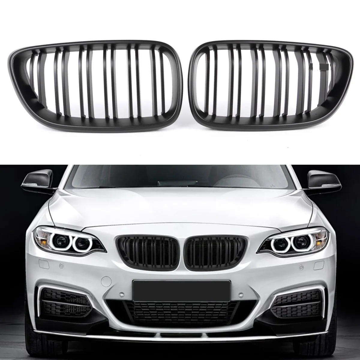 BMW Grill Matt F87 F22 F23 M2 (Dubbelribb)