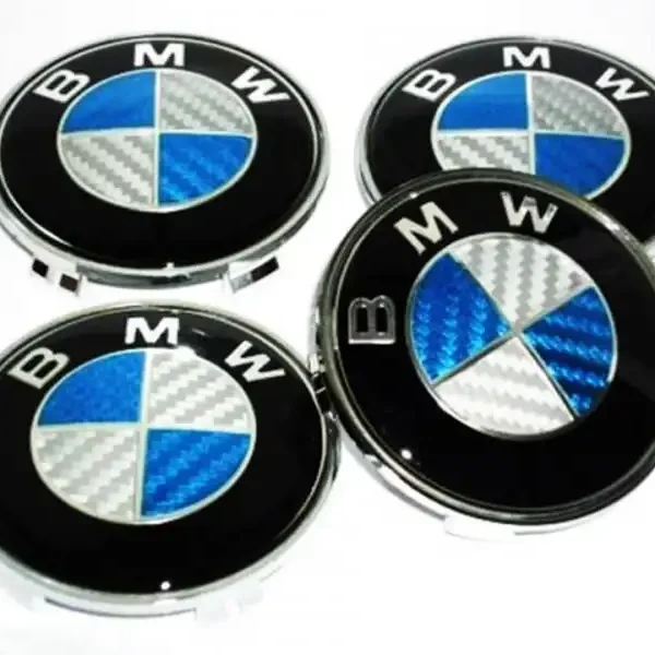 BMW fälgemblem Blå Kolfiber Centrumkåpor 68mm