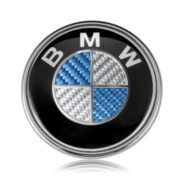 Bmw Emblem 73mm kolfiber DESIGN blå vit (74mm)