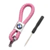 Bmw nyckelring flätad rosa