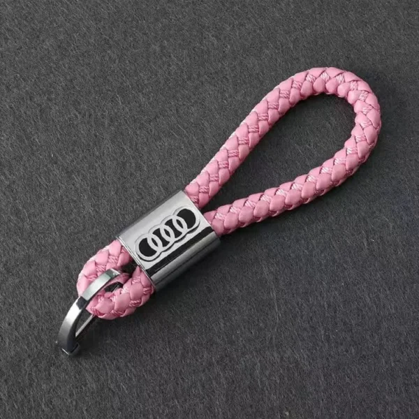 Audi nyckelring flätad rosa