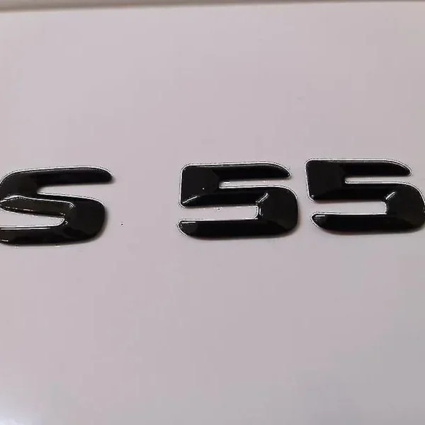 Mercedes-Benz S55 emblem blanksvart modellbeteckning