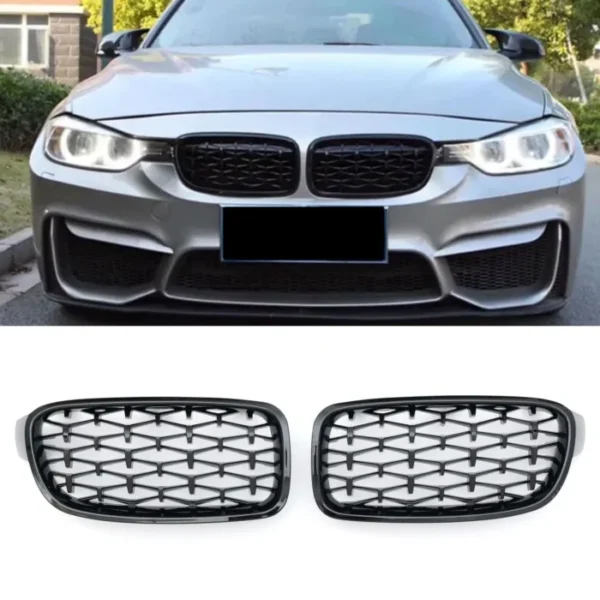 Svart Diamant Grill BMW F30 F31 Njurar