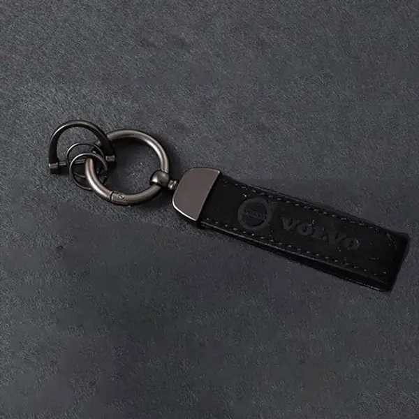 Svart Nyckelring Volvo Logga Alcantara