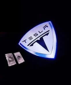 Tesla dörrlampor dörrlogga vit med svart text ( 2-Pack)