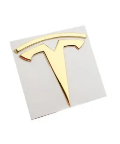 Tesla emblem Guld Bak och fram