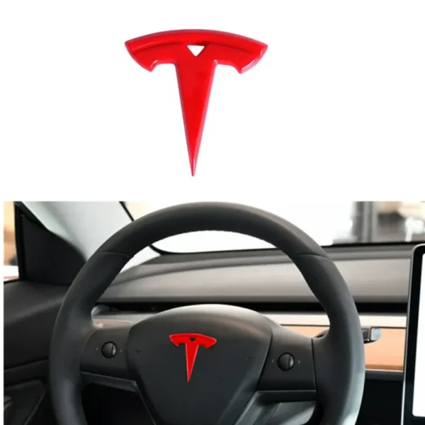 Tesla ratt emblem röd Tesla emblem "T"