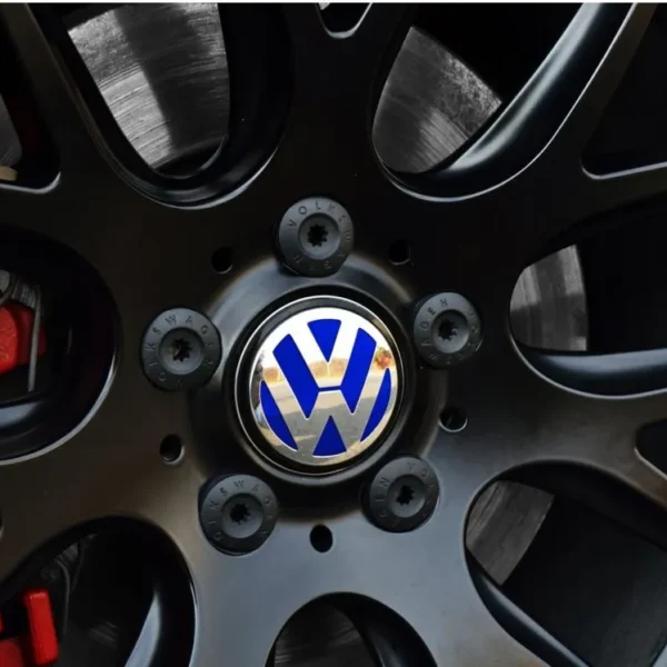 VW Volkswagen emblem Centrumkåpor Blå 4-Pack
